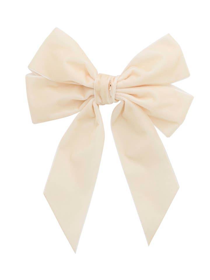 Clip de terciopelo con lazo de gran tamaño, color marfil (hecho a mano en los EE. UU.) para venta al por mayor de Project 6 NY Kids