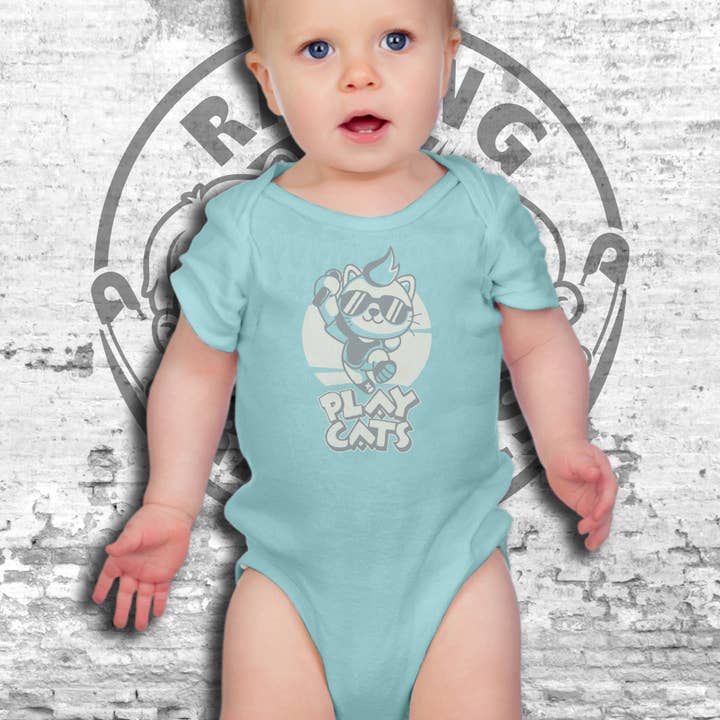 The Play Cats Short Sleeve Baby Bodysuit/Onesie for wholesale by Raging Rascals