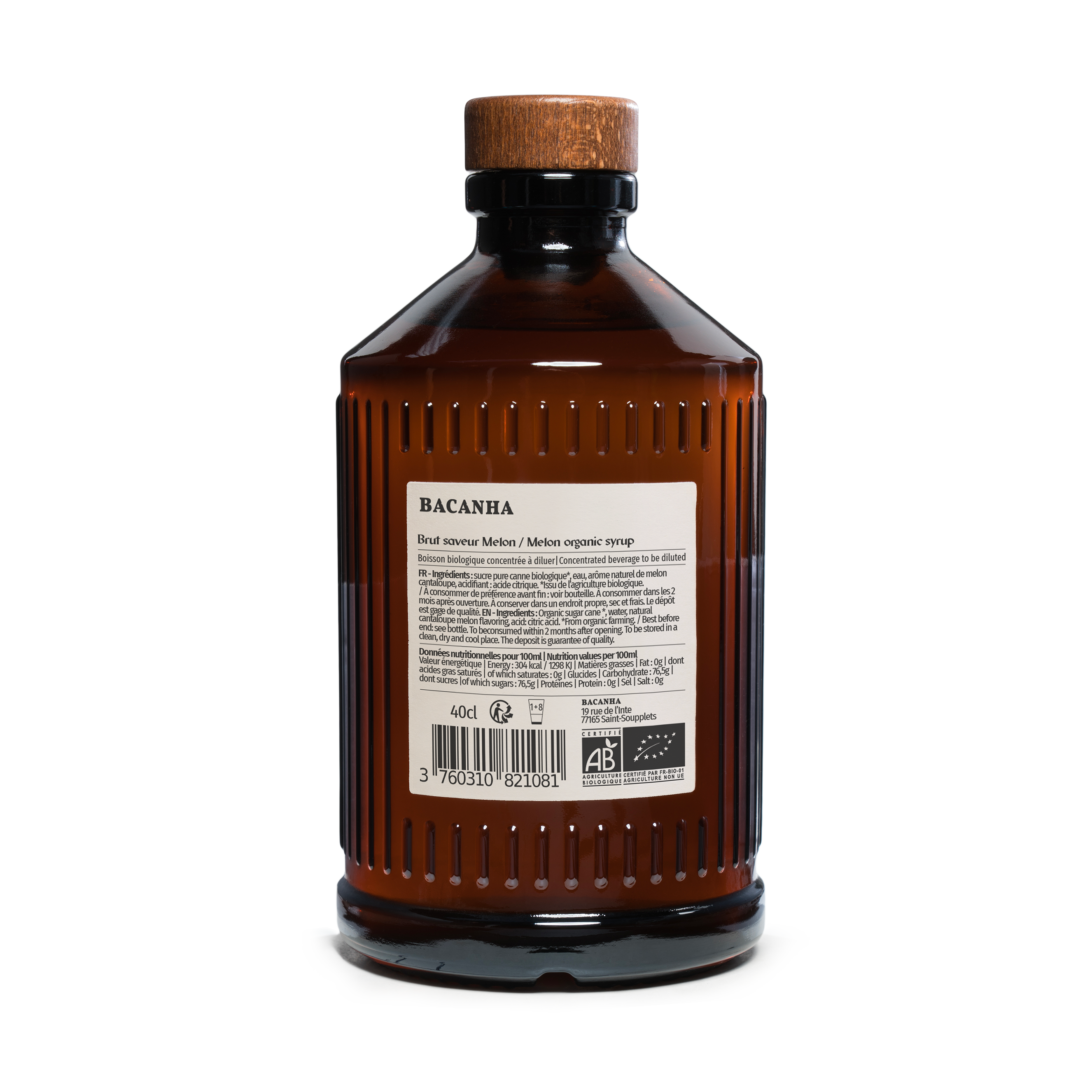Bacanha - Wholesale Cocktail Mix/Syrup - Raw Melon Syrup - Organic - 400ml - 13,5 fl. oz.1