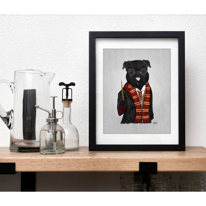Laura Bergsma Studio - Vente Affiche d'art - Gravure d'art sur le chien Griffon de Bruxelles, Bruxelles Gryffondor