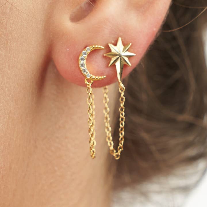 Set Moon Star Earrings for wholesale by Diat