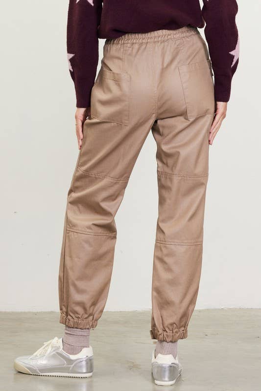 Taupe Pantalon cargo enduit en vente sur Faire5