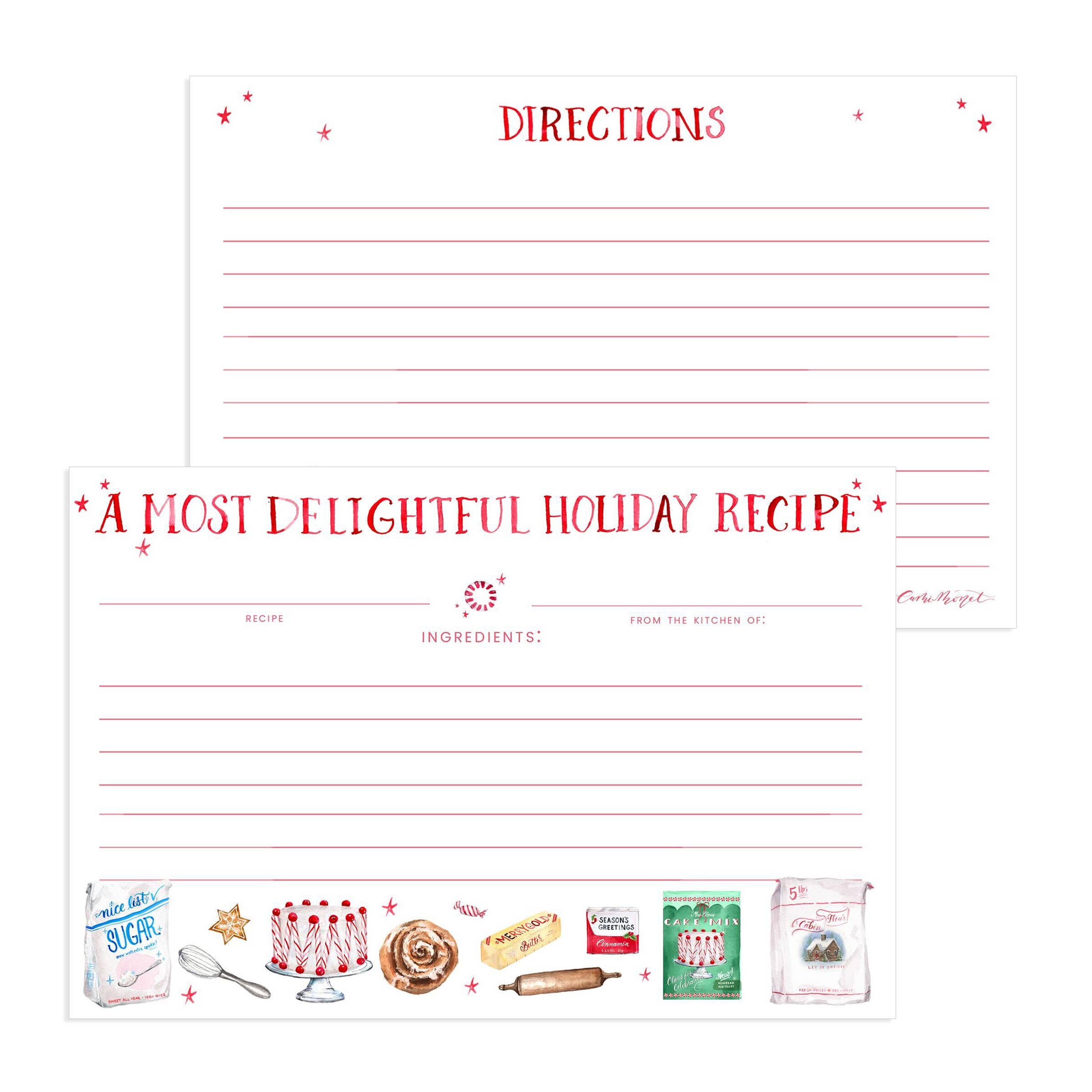 Cami Monet - Wholesale Recipe Card - "A Most Delightful Holiday Recipe" Recipe Cards0