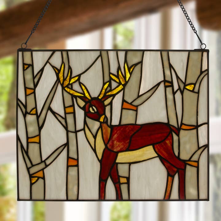 River of Goods - Wholesale Suncatcher - 11"H Majestic Deer Stained Glass Window Panel