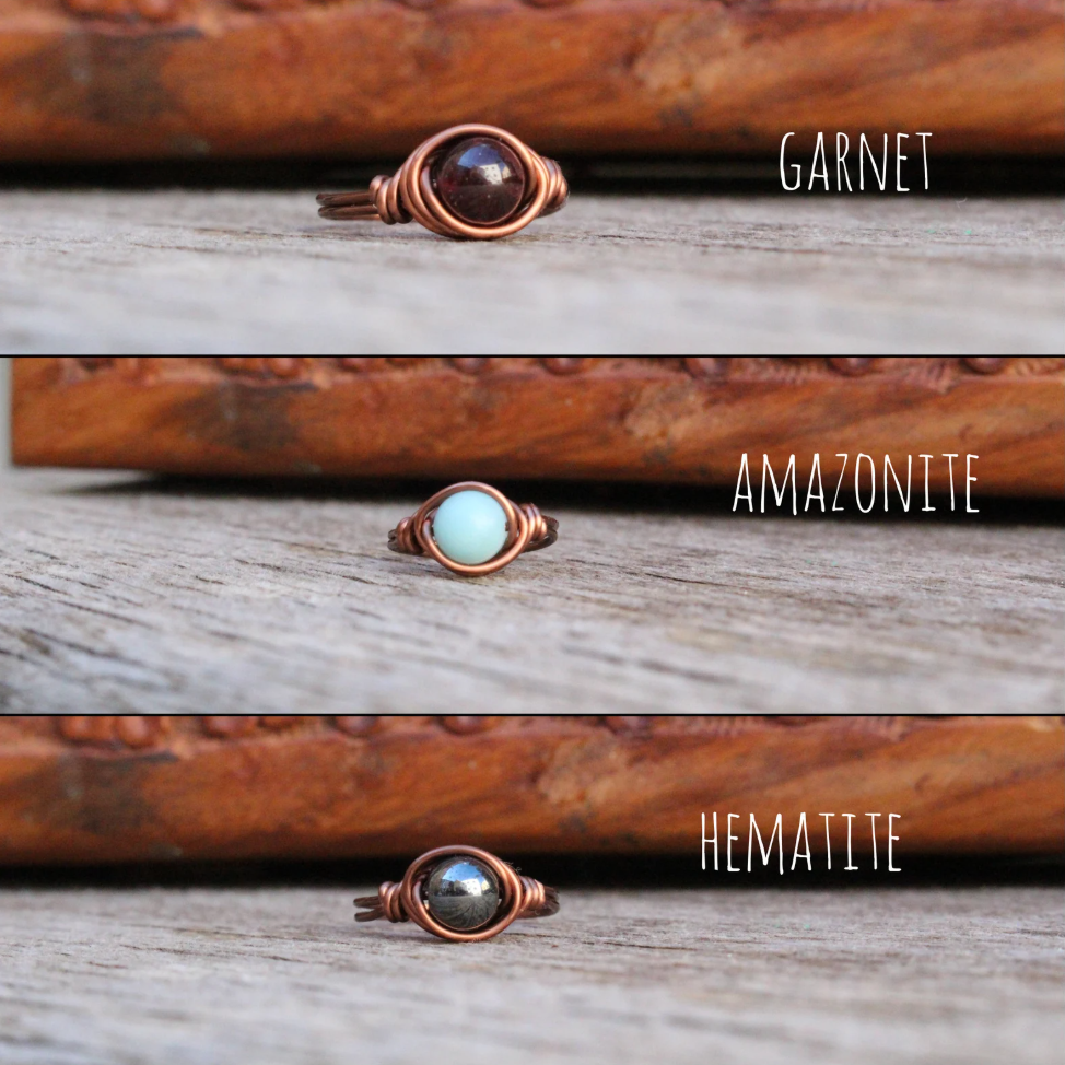 Gratefully Dreaming - Wholesale Cocktail/Statement Ring - Antique Copper Wire Wrapped Gemstone Rings 5