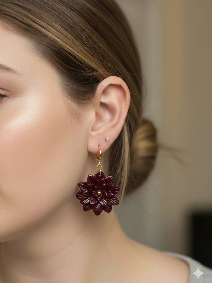 Poinsettia earrings for wholesale by Showy LLC