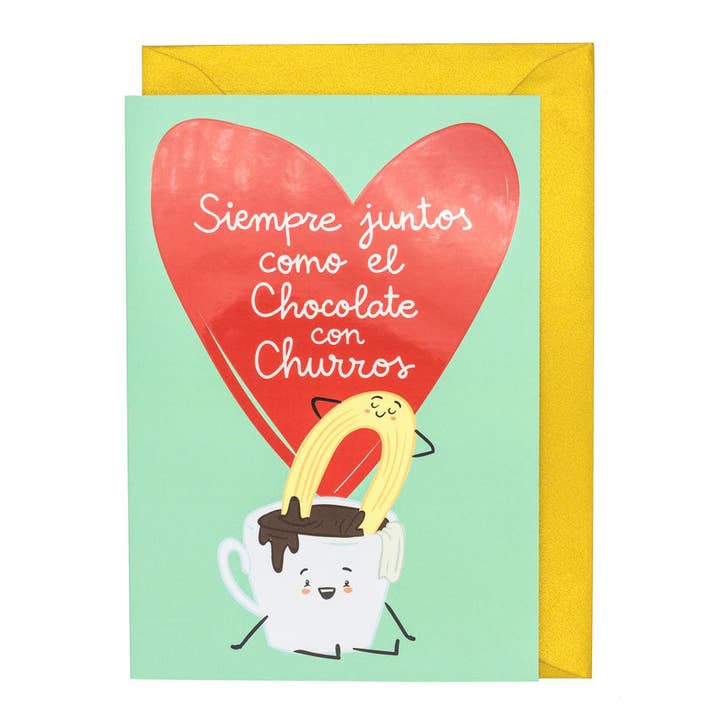 Biglietto d'auguri - Sempre insieme come cioccolato e churros per la vendita all'ingrosso da parte di Pedrita Parker