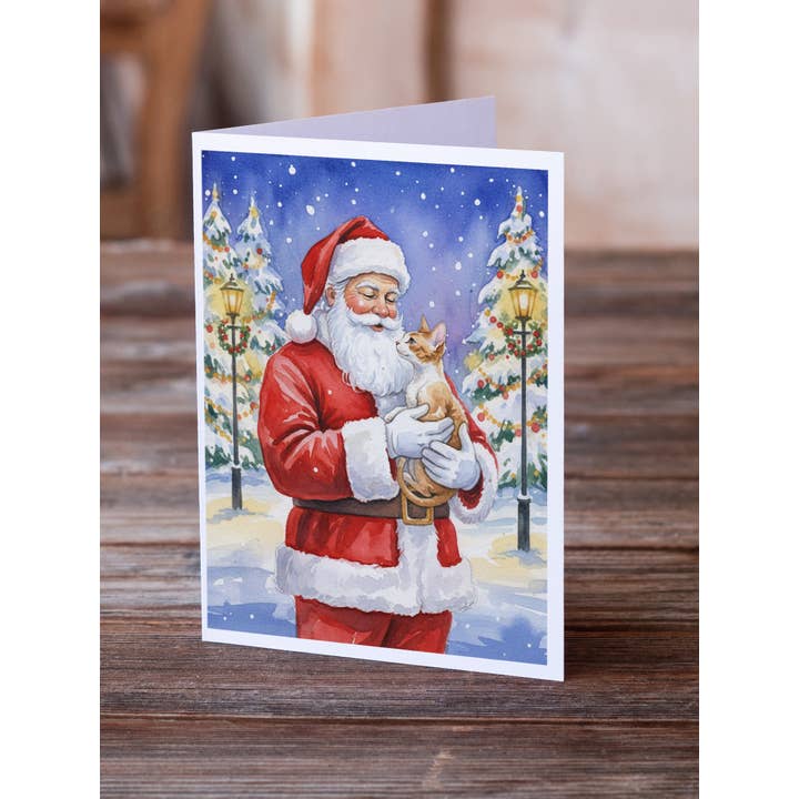 Cornish Rex Cat with Santa Claus Cards FNT1112 for wholesale by Caroline's Treasures
