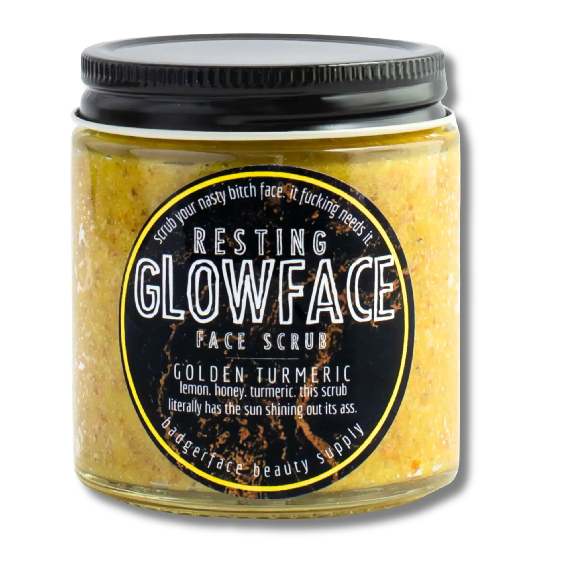 Badgerface Beauty Supply – wholesale Facial exfoliant/scrub – Brightening Turmeric Face Scrub for Acne and Sensitive Skin1