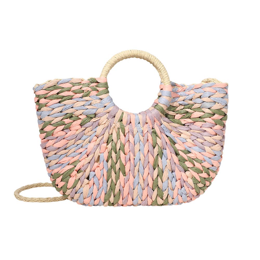 Sensibling Corp. - Venta al por mayor Bolso con asas - Mujer - Bolso de Mano de Yute con Asa Redonda de Tejido Multicolor / Bolso de Mano5