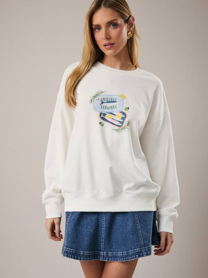 Sardines Graphic Sweatshirt for wholesale by Ashley’s Clothing Design Inc.
