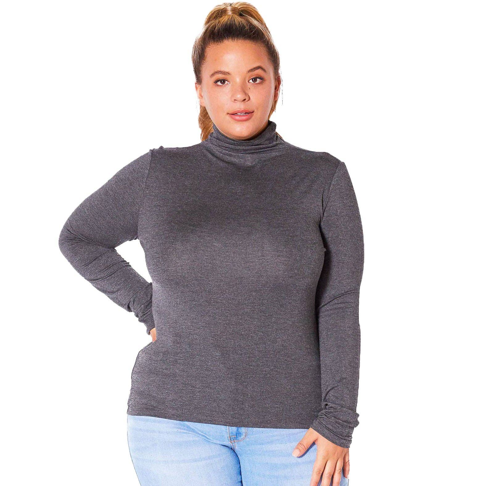 Robin K – wholesale Stickad topp - Dam – Plus size långärmad polotröja med åtsittande passform0