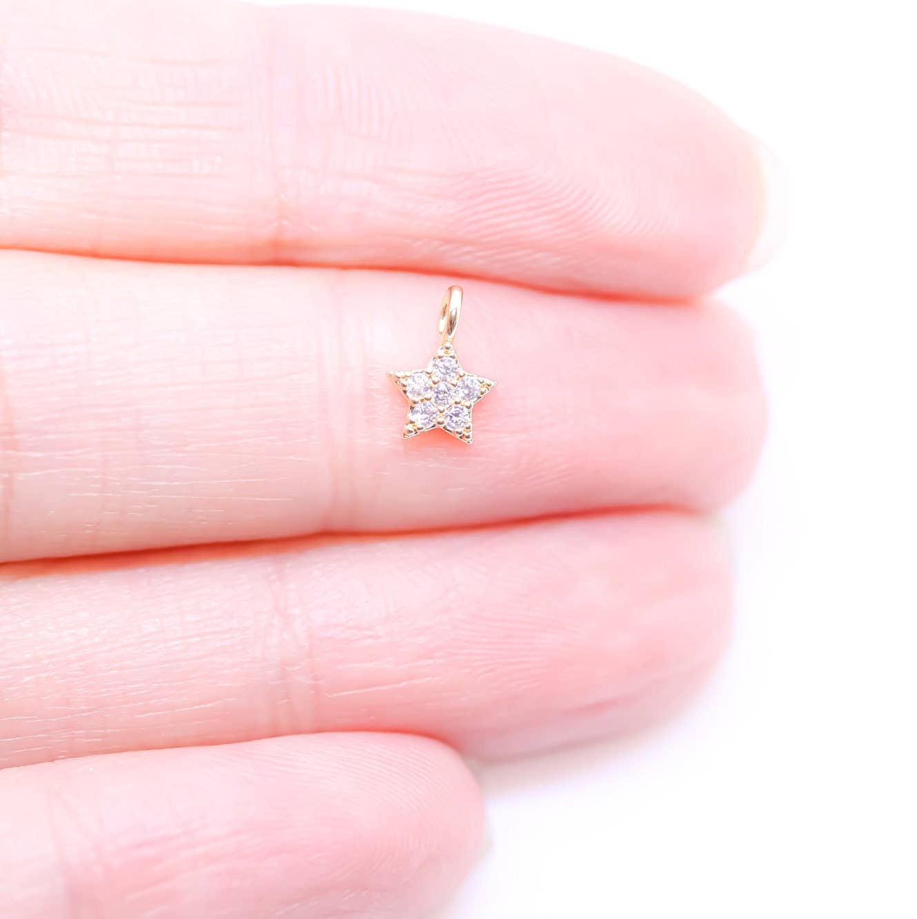 Jewel Pledge – Pendente/pingente individual por atacado – Ouro, Prata, Ouro Rosa CZ Estrela Encanto 5mm CPG-S-R4284