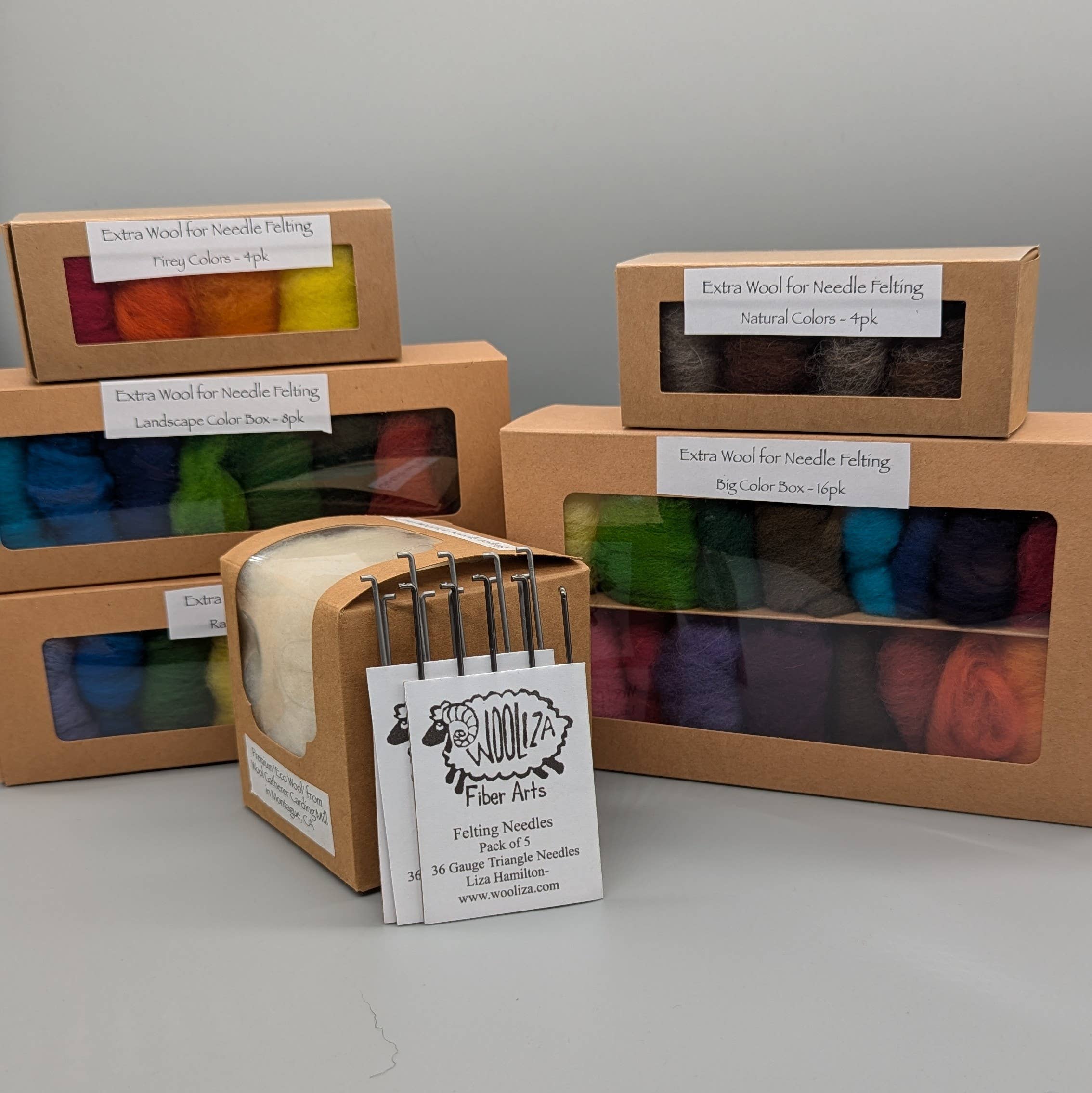 Wooliza Fiber Arts - Wholesale Craft Supplies - Large Size - Extra Wool Color Box- 16 Colors2