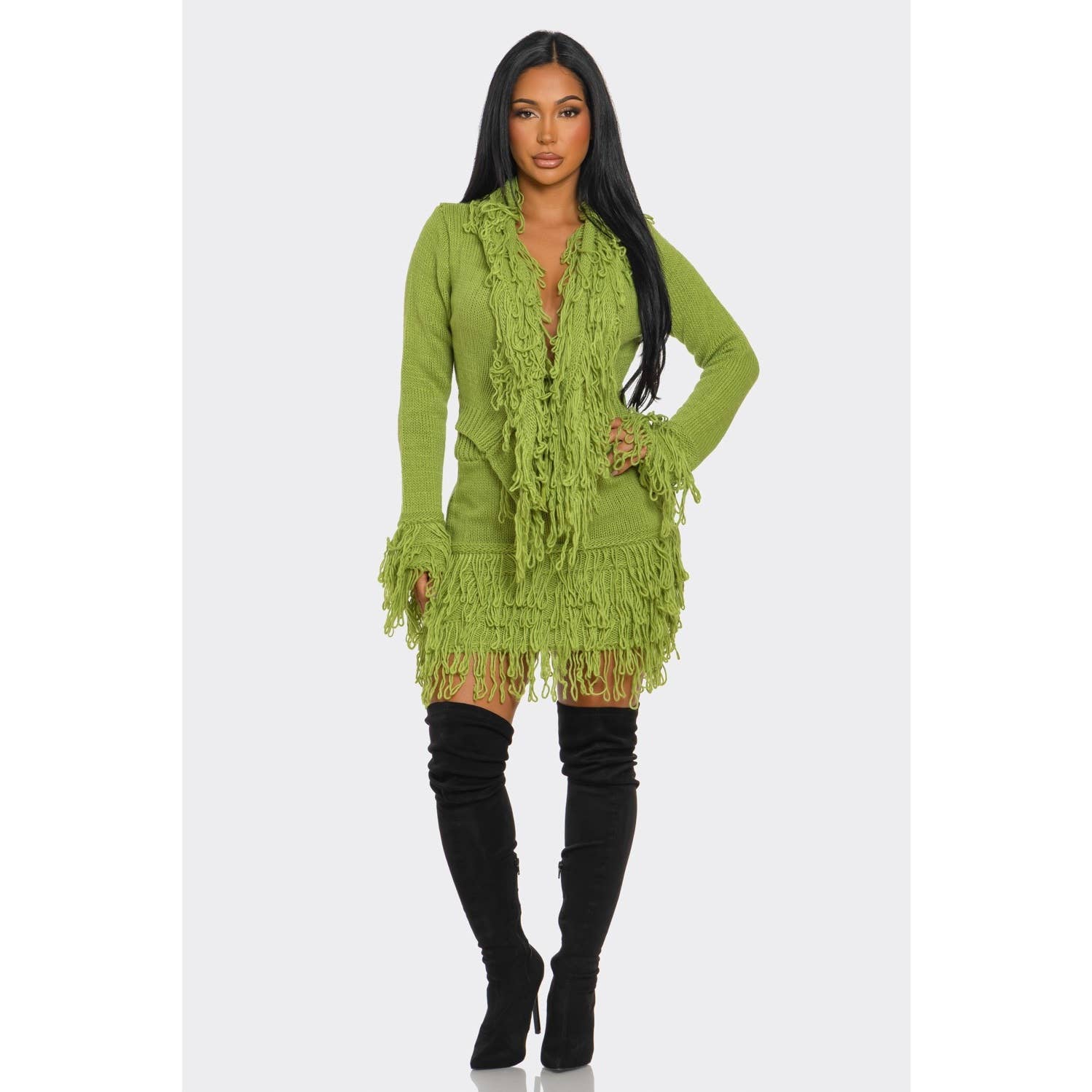 DORCAS - Wholesale Top & Skirt Set - Women's - Fringe Sweater Skirt Set18