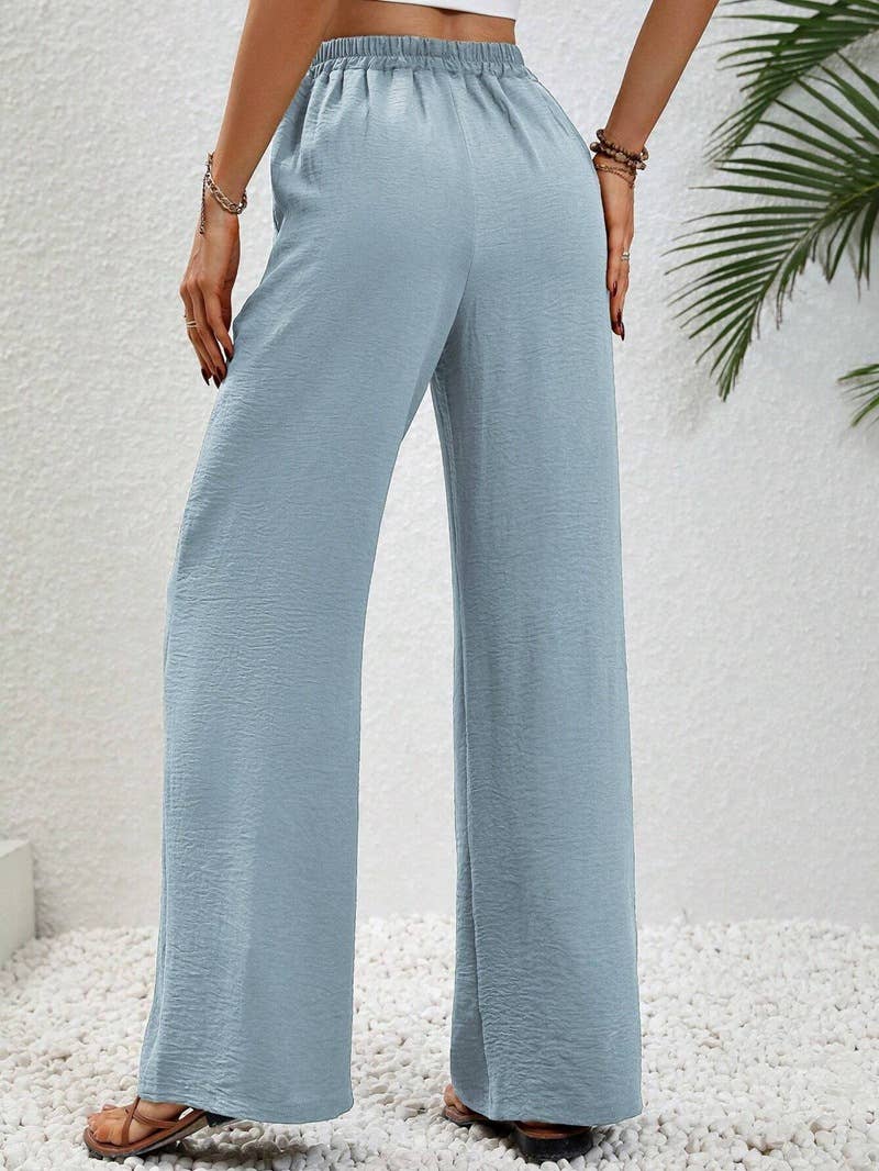FULL TIME PURCHASE - Vente Pantalon – femme - Pantalon décontracté polyvalent uni à jambes larges et longueur au sol21