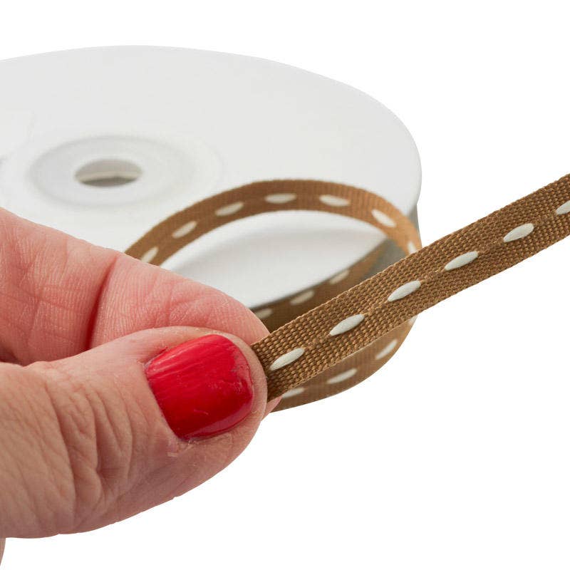 Factory Direct Craft - Wholesale Ribbon – Gift wrapping - 15yds Vintage Stitched Ribbon Spool- Choose Color3