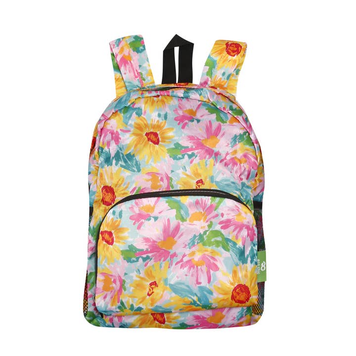 G114BU - Mochila Mini Plegable Ligera Eco Chic Girasol Azul (Paquete de 2) para venta al por mayor de Eco Chic