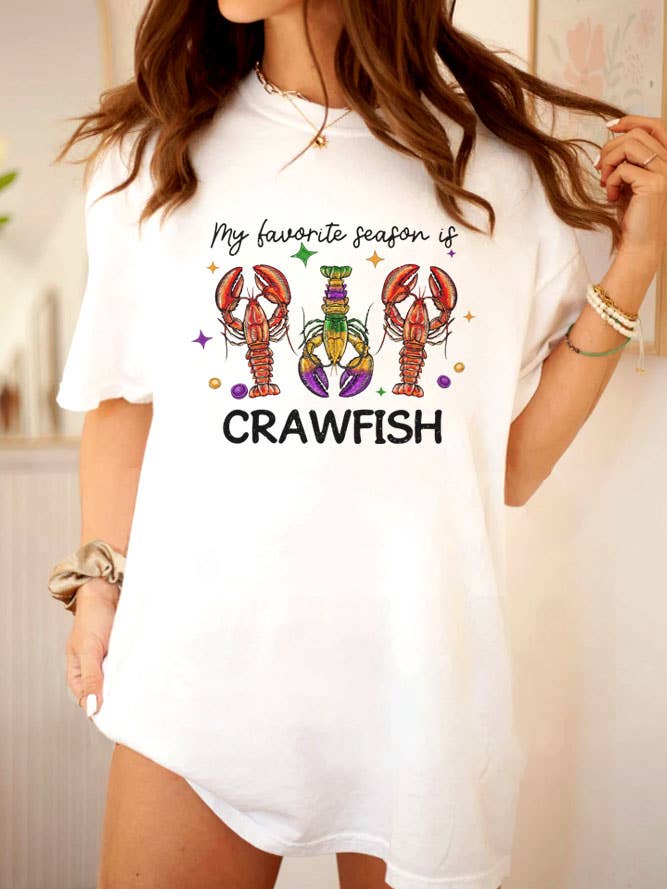 My Favorite Season Is Crawfish, Mardi Gras, Unisex Round Neck T-Shirt for wholesale by Top Avenue