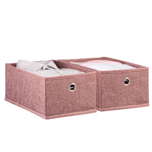 HOMEHAVEN - Venta al por mayor Cesta/caja de almacenamiento - Gavetas de tela para estantes de 9 x 6 pulgadas de ancho x 13.75 pulgadas de alto, juego de 2, color burdeos
