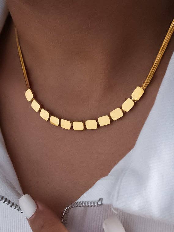 Collier Chaîne en Acier Inoxydable Plaqué Or 18K Imperméable - 7498 pour la vente par Mia Accessories