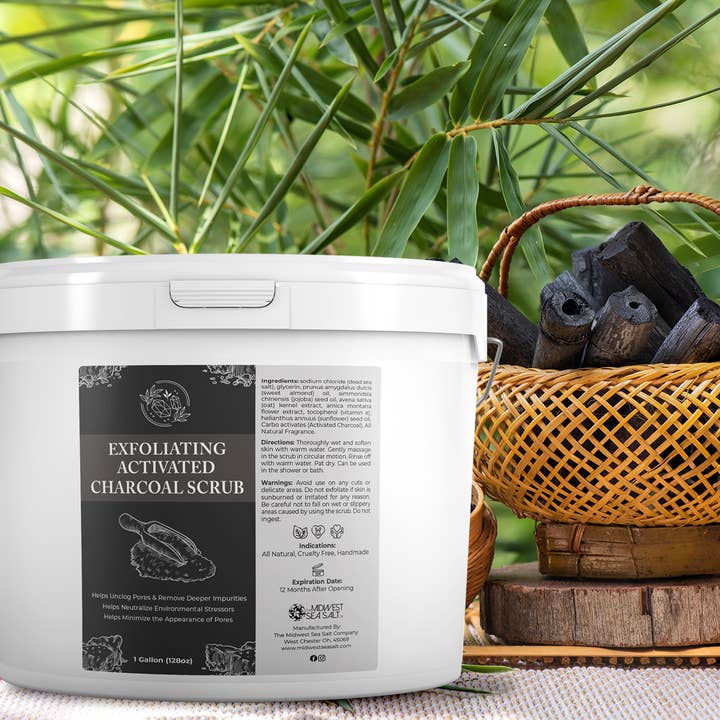 The Midwest Sea Salt Company - Wholesale Body Scrub/Exfoliant - Exfoliating Activated Charcoal Scrub - 128oz