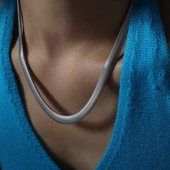 HoopLa - Wholesale Link & Chain Necklace - Snake Wheat Stainless Steel Waterproof Necklace3