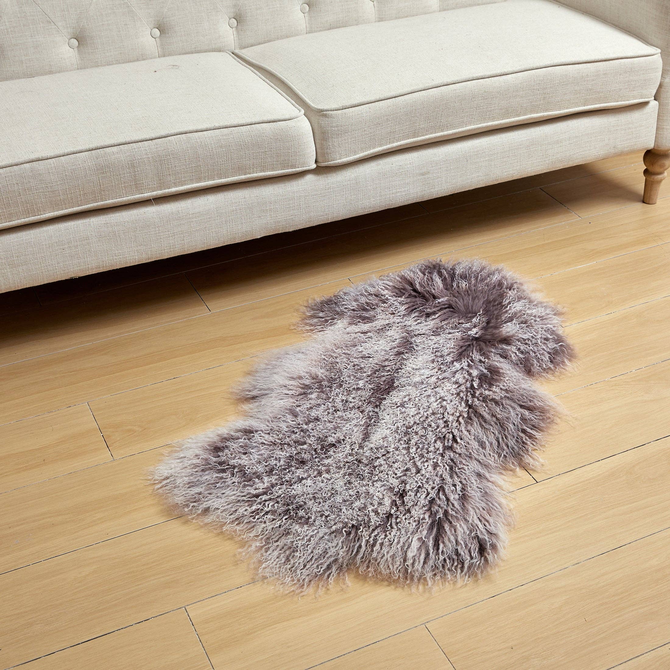 HUIRESOURCE - Vente Plaids - Fourrure d'agneau mongol avec poils naturellement bouclés en couleur mélangée8