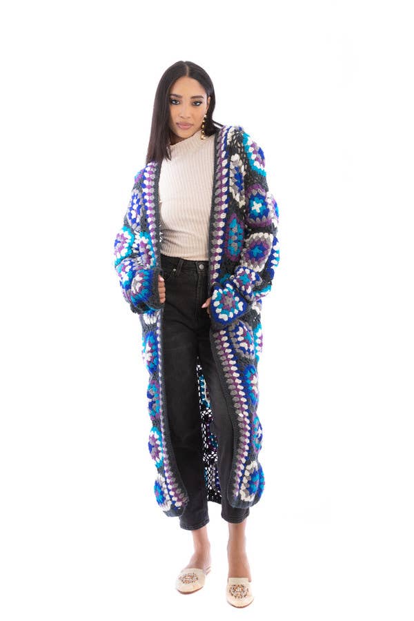 SAACHI – Engroshandel Kimono - Dame – Hæklet uldhætte Kimono Lang26