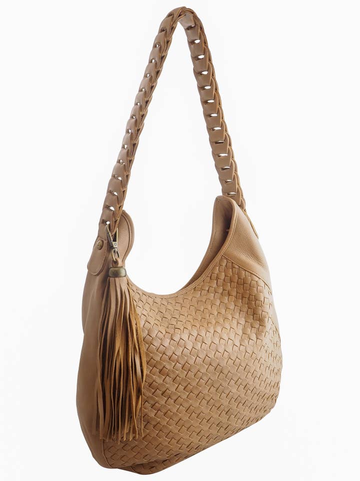Lana Woven Hobo | Mocha for wholesale by Cadelle Leather