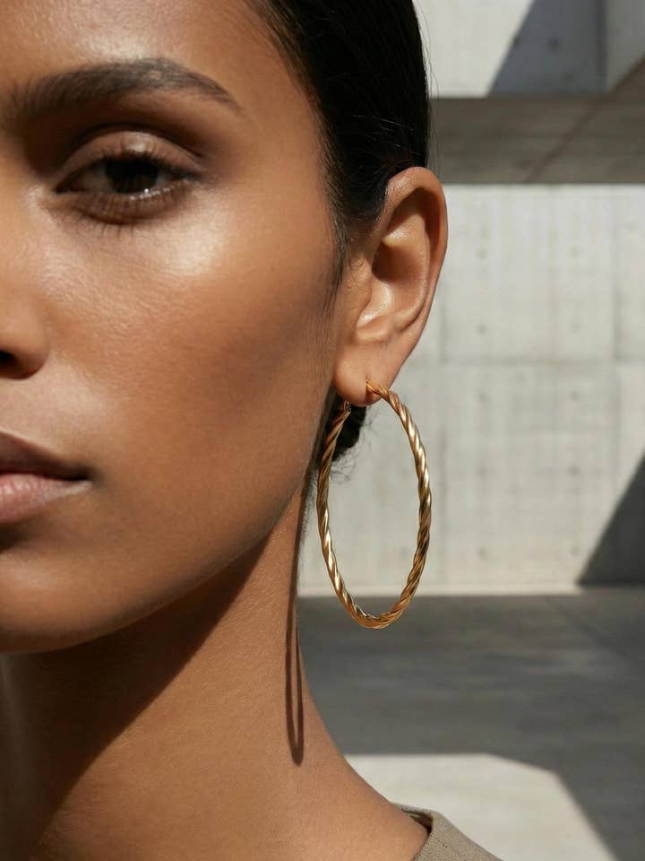 Argolas Torcidas em Espiral • Brincos de destaque leves de 63 mm por atacado de noca Jewelry