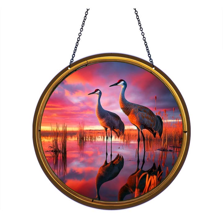 Grues du Canada, Attrape-soleil en acrylique avec chaîne SC415 pour la vente par d'ears inc.