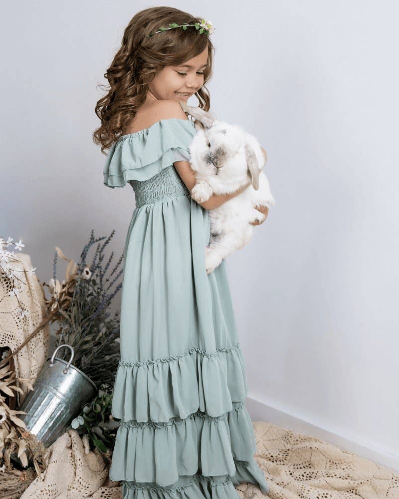 Bailey's Blossoms - Wholesale Dress - Women's - Mommy and Me Nellie Ruffle Maxi Dress - Sage1