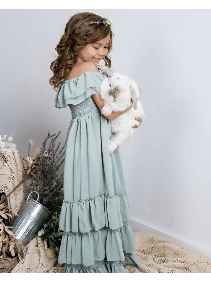 Bailey's Blossoms - Wholesale Dress - Women's - Mommy and Me Nellie Ruffle Maxi Dress - Sage1