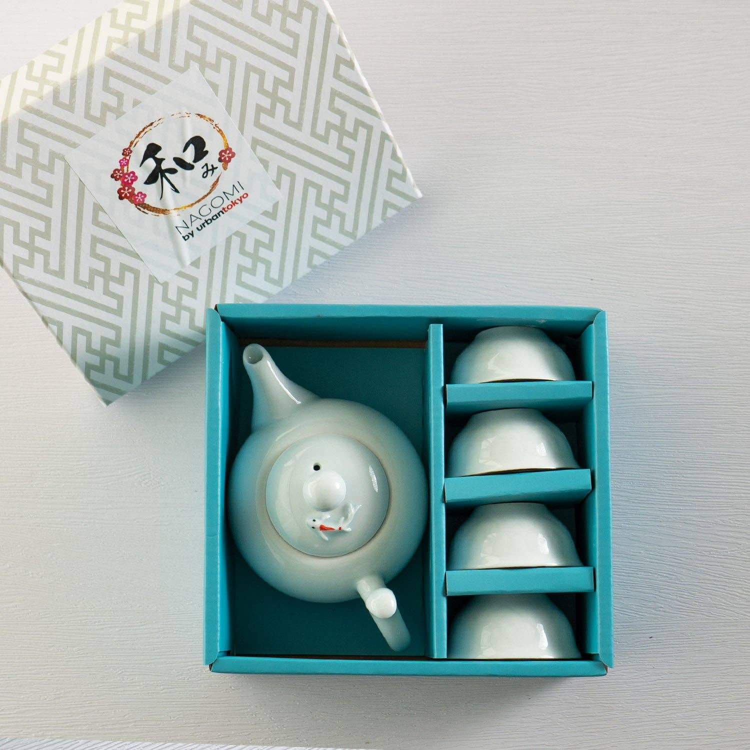 Urban Tokyo - Wholesale Tea Set - Japanese Koi Fish Kung Fu Tea Set 8oz Tea Pot with 4 Cups Blue (1/30)6