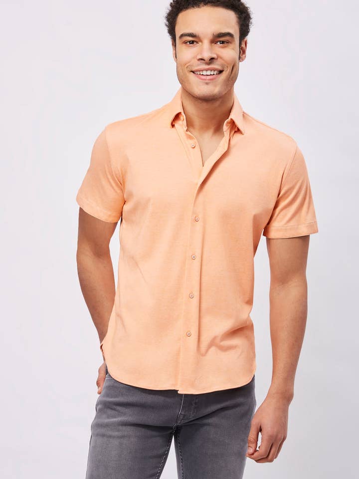 Max Colton Melón Naranja Camiseta de Manga Corta de Punto Jersey para venta al por mayor de Luchiano Visconti