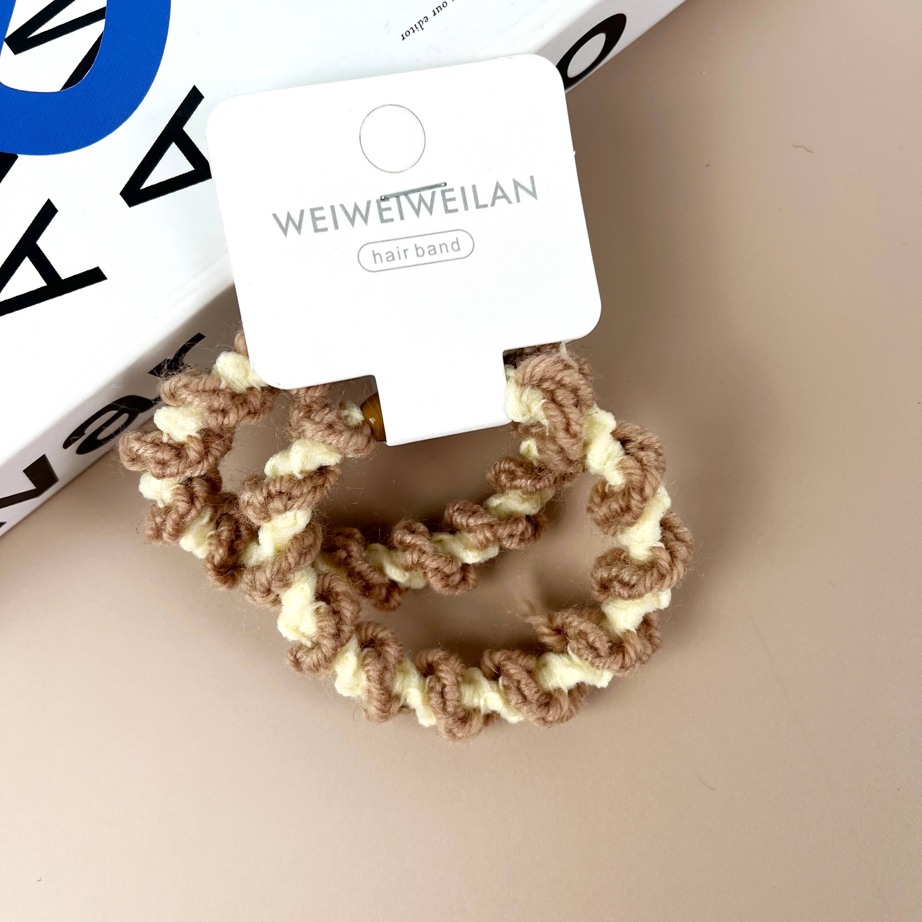 SoapElenGlen – wholesale Hair tie – 2Pcs Set plush two-color wool high elastic hair ties2