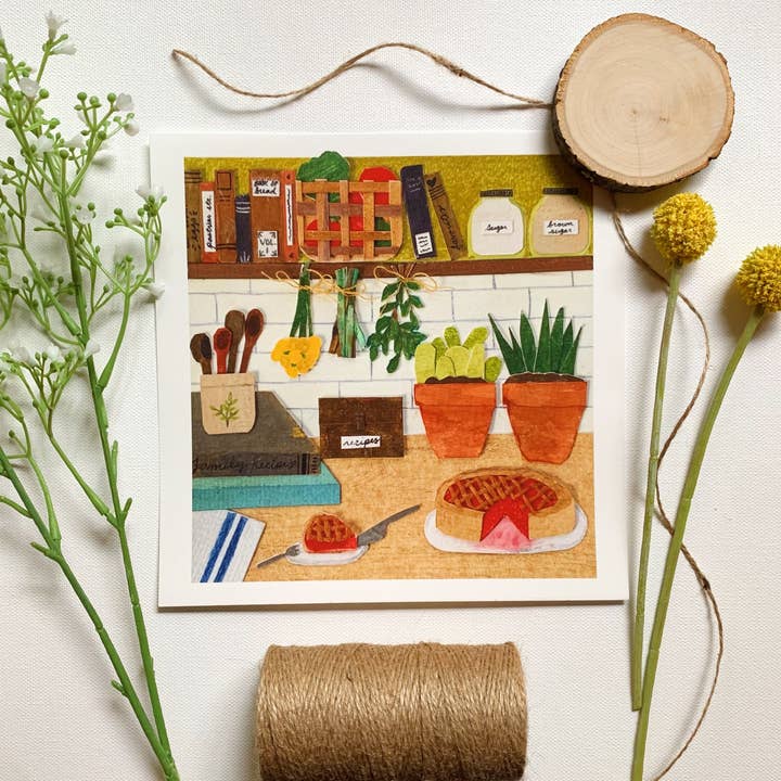 Paper Cherry Pie Art Print for wholesale by The Gray Burrow