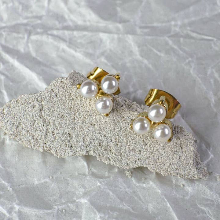 Zev Mini Pearl Trio Stud Earrings for wholesale by Faya & Co.