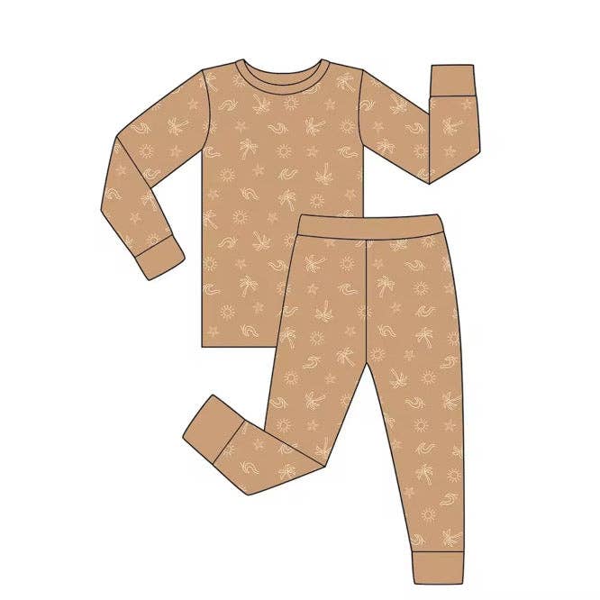 Palmier | Ensemble de pyjama deux pièces à manches longues pour la vente par KB Collections