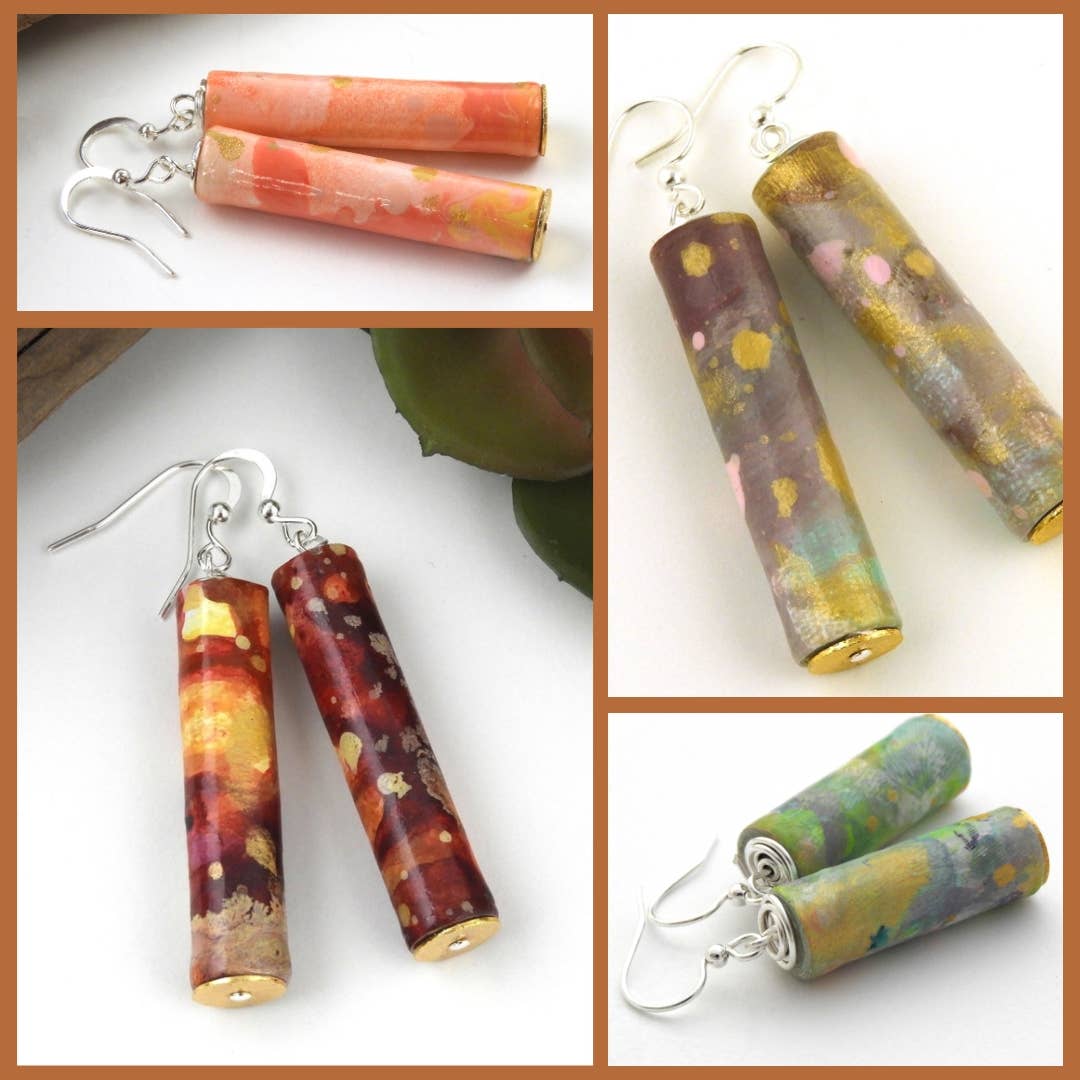Allison Lake Handmade - Wholesale Dangle Earrings - Abstract Eco-Friendly Painted Paper Bead Earrings | Starter2