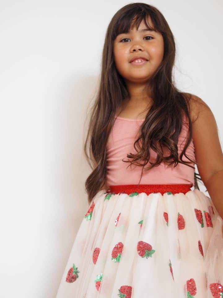 Ratatam! - Wholesale Skirt - Kids - Long strawberry sequin petticoat – Red1