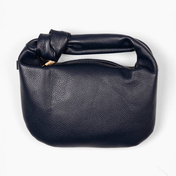 Colby Navy Blue Pebbled Italian Leather Small Hobo Bag for wholesale by Sarta Pelle