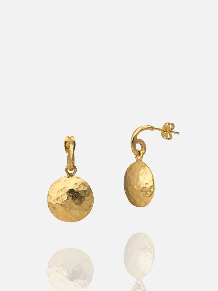 Boucles d'oreilles pendantes texturées martelées pour la vente par AJS Design Studio