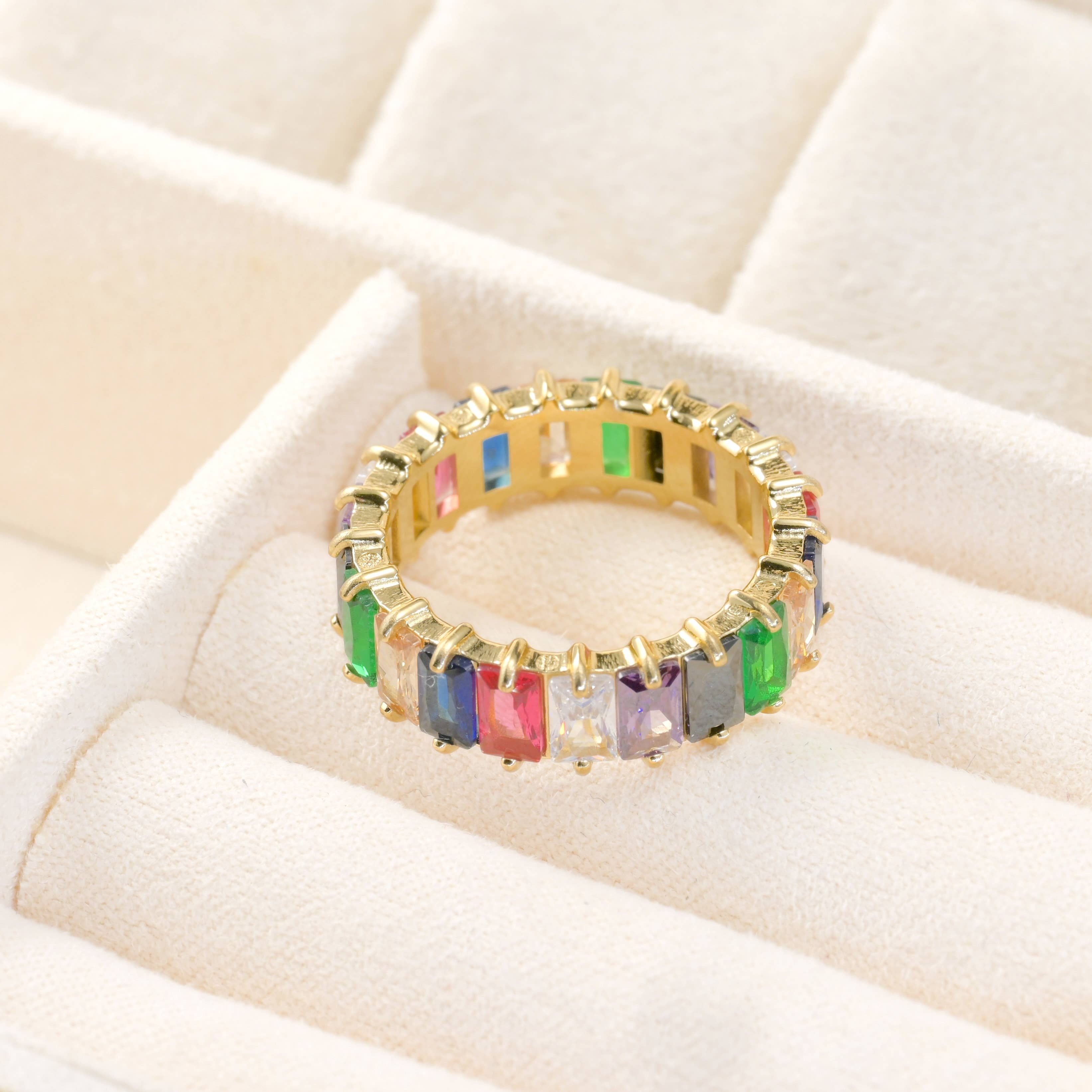 Blueyejewelry – Engroshandel Ring med sten – Bred baguette-skåret diamantring med CZ13