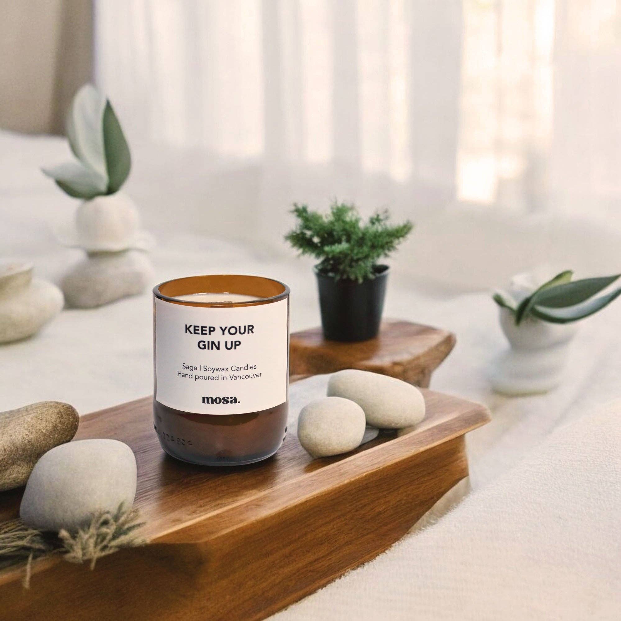 Mosa - Wholesale Jar/Filled Candle - Keep Your Gin Up - Sage Candle2