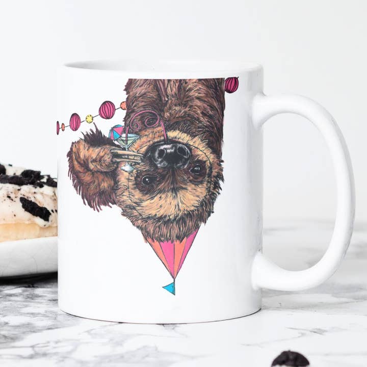 Fawn & Thistle Ltd (US Duties Paid) - Wholesale Coffee Mug - Party Sloth Mug | Animal Coffee Mug | Sloth Gift | Mug
