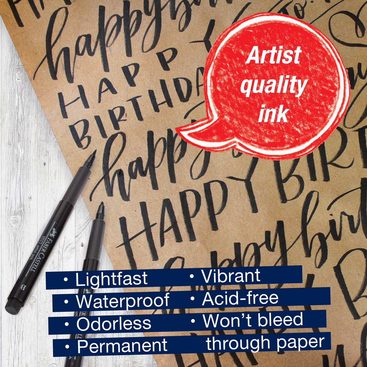 Faber-Castell / Creativity for Kids - Vente Marqueurs - Stylo Pitt Artist, lettrage moderne, #199, noir, lot de 44