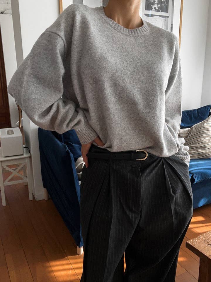 Pull en tricot lavable en mélange de cachemire doux fabriqué en Corée pour la vente par Little Light