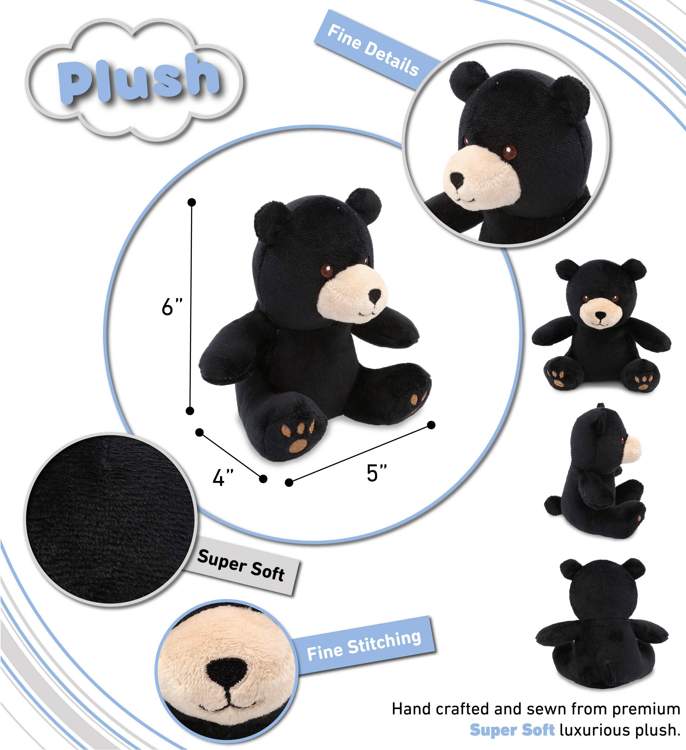 Cota Global - Wholesale Stuffed/Plush Toy - Kids & Baby - 6" Plush - Black Bear2